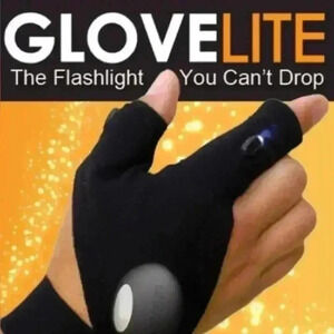 LED Gloves Flashing Light Up Party Glow Outdoors Workshop Handyman Fun NWT